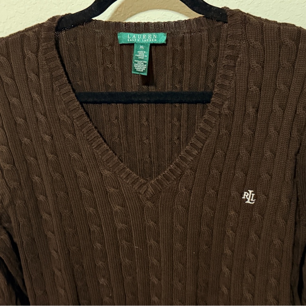 Lauren Ralph Lauren women’s Cozy Brown Knit Sweater - Picture 8 of 10